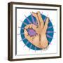 Vintage Pop Art Ok Hand Sign-jorgenmac-Framed Premium Giclee Print