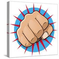 Vintage Pop Art Punching Fist-jorgenmac-Stretched Canvas