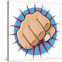 Vintage Pop Art Punching Fist-jorgenmac-Stretched Canvas