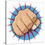 Vintage Pop Art Punching Fist-jorgenmac-Stretched Canvas