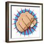 Vintage Pop Art Punching Fist-jorgenmac-Framed Premium Giclee Print