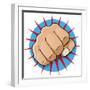 Vintage Pop Art Punching Fist-jorgenmac-Framed Premium Giclee Print