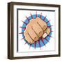 Vintage Pop Art Punching Fist-jorgenmac-Framed Art Print