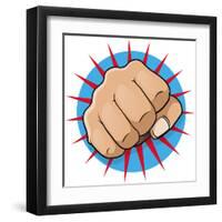 Vintage Pop Art Punching Fist-jorgenmac-Framed Art Print