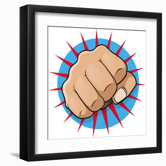 Vintage Pop Art Punching Fist-jorgenmac-Framed Art Print