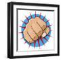 Vintage Pop Art Punching Fist-jorgenmac-Framed Art Print