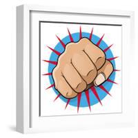 Vintage Pop Art Punching Fist-jorgenmac-Framed Art Print