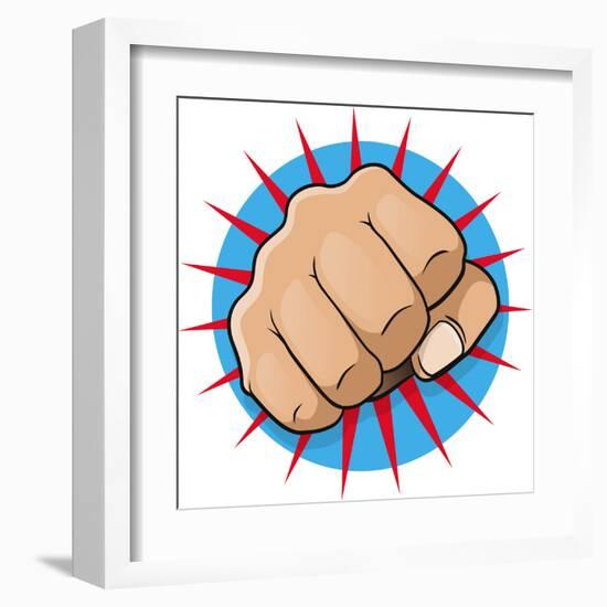 Vintage Pop Art Punching Fist-jorgenmac-Framed Art Print