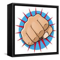 Vintage Pop Art Punching Fist-jorgenmac-Framed Stretched Canvas