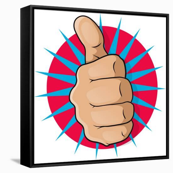 Vintage Pop Art Thumbs Up-jorgenmac-Framed Stretched Canvas