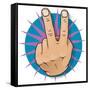 Vintage Pop Two Fingers Up Gesture-jorgenmac-Framed Stretched Canvas