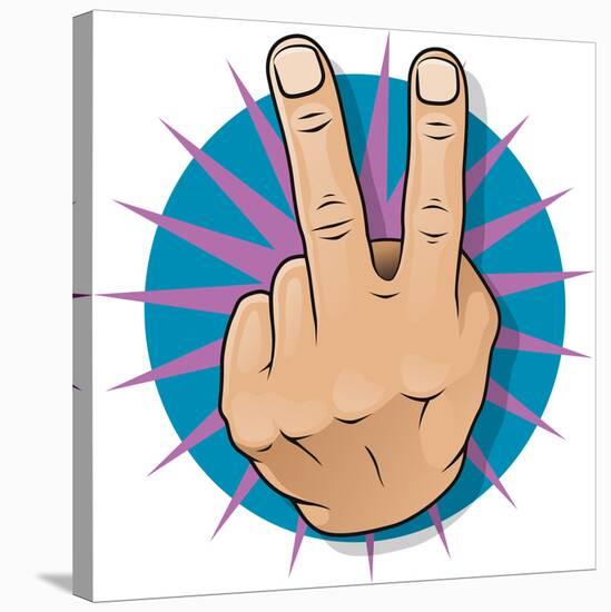 Vintage Pop Two Fingers Up Gesture-jorgenmac-Stretched Canvas