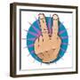 Vintage Pop Two Fingers Up Gesture-jorgenmac-Framed Premium Giclee Print