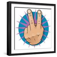 Vintage Pop Two Fingers Up Gesture-jorgenmac-Framed Premium Giclee Print