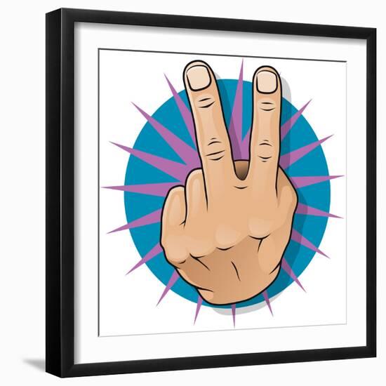 Vintage Pop Two Fingers Up Gesture-jorgenmac-Framed Premium Giclee Print