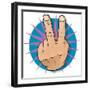 Vintage Pop Two Fingers Up Gesture-jorgenmac-Framed Premium Giclee Print