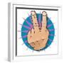 Vintage Pop Two Fingers Up Gesture-jorgenmac-Framed Premium Giclee Print