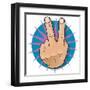 Vintage Pop Two Fingers Up Gesture-jorgenmac-Framed Art Print