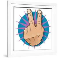 Vintage Pop Two Fingers Up Gesture-jorgenmac-Framed Art Print