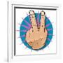 Vintage Pop Two Fingers Up Gesture-jorgenmac-Framed Art Print