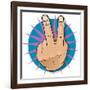 Vintage Pop Two Fingers Up Gesture-jorgenmac-Framed Art Print