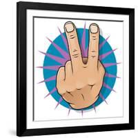 Vintage Pop Two Fingers Up Gesture-jorgenmac-Framed Art Print