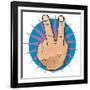 Vintage Pop Two Fingers Up Gesture-jorgenmac-Framed Art Print