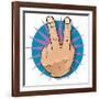 Vintage Pop Two Fingers Up Gesture-jorgenmac-Framed Art Print