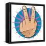 Vintage Pop Two Fingers Up Gesture-jorgenmac-Framed Stretched Canvas