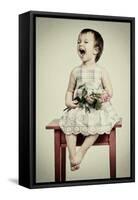 Vintage Portrait of Crying Little Girl with Rose-vitalytitov-Framed Stretched Canvas