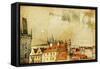 Vintage Post Card Series- Cities- Prague-Maugli-l-Framed Stretched Canvas