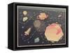 Vintage Postcard of Spaceship in Abstract Space-Andrey Saprykin-Framed Stretched Canvas