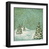 Vintage Postcard with Christmas Trees, Snow (Jpeg Version)-Alkestida-Framed Art Print