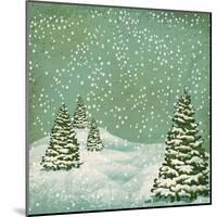 Vintage Postcard with Christmas Trees, Snow (Jpeg Version)-Alkestida-Mounted Art Print