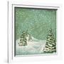 Vintage Postcard with Christmas Trees, Snow (Jpeg Version)-Alkestida-Framed Art Print