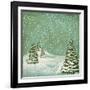 Vintage Postcard with Christmas Trees, Snow (Jpeg Version)-Alkestida-Framed Art Print