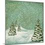 Vintage Postcard with Christmas Trees, Snow (Jpeg Version)-Alkestida-Mounted Art Print