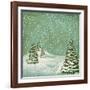 Vintage Postcard with Christmas Trees, Snow (Jpeg Version)-Alkestida-Framed Art Print