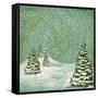 Vintage Postcard with Christmas Trees, Snow (Jpeg Version)-Alkestida-Framed Stretched Canvas