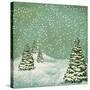 Vintage Postcard with Christmas Trees, Snow (Jpeg Version)-Alkestida-Stretched Canvas