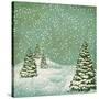 Vintage Postcard with Christmas Trees, Snow (Jpeg Version)-Alkestida-Stretched Canvas