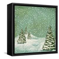 Vintage Postcard with Christmas Trees, Snow (Jpeg Version)-Alkestida-Framed Stretched Canvas