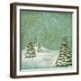 Vintage Postcard with Christmas Trees, Snow (Jpeg Version)-Alkestida-Framed Art Print