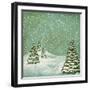 Vintage Postcard with Christmas Trees, Snow (Jpeg Version)-Alkestida-Framed Art Print