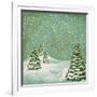 Vintage Postcard with Christmas Trees, Snow (Jpeg Version)-Alkestida-Framed Art Print