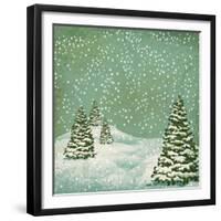 Vintage Postcard with Christmas Trees, Snow (Jpeg Version)-Alkestida-Framed Premium Giclee Print