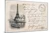 Vintage Postcard with Eiffel Tower in Paris-LiliGraphie-Mounted Art Print