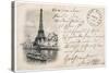 Vintage Postcard with Eiffel Tower in Paris-LiliGraphie-Stretched Canvas