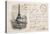 Vintage Postcard with Eiffel Tower in Paris-LiliGraphie-Stretched Canvas