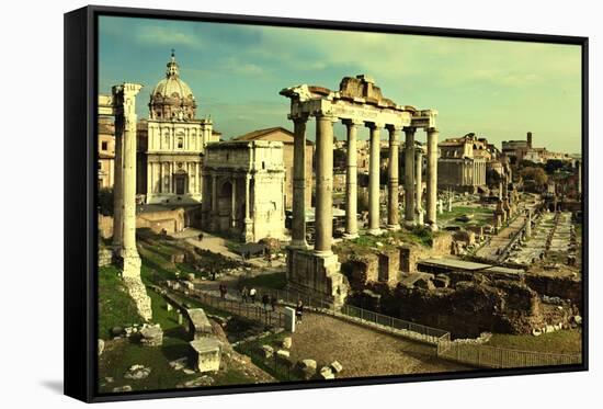Vintage Postcard with Foro Romano-melis-Framed Stretched Canvas